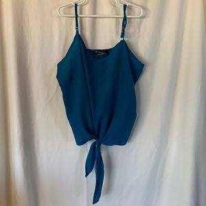 love 2 be loved teal/blue cami with pocket and breast darts tie front adj straps